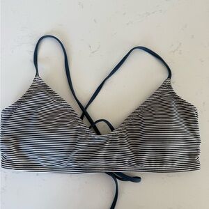 Xhilaration Navy and White Striped Bikini Top